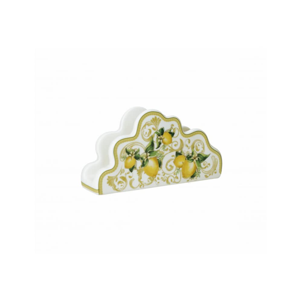 Porte-serviettes Citrons Brandani de table en porcelaine fine d'Italie