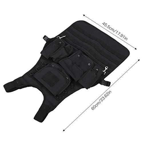 POCREATION Avental de ferramenta de armazenamento, conveniente preto ajustável com gancho removível