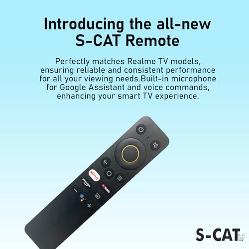 S-CAT Compatible of Realme Tv Remote Original Voice Function Suitable for Android FHD UHD OLED Real me Television – Pairing Must Between New Remote and Realme Smart Tv 7 411l zW1CjL