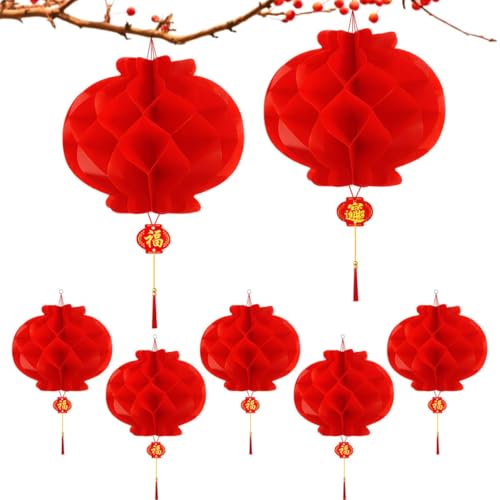 20/25CM Farolillos Chinos 20 Piezas, Engrosado Farolillos de Papel, Decoración Año Nuevo Chino, Faroles Rojos Plegable Impermeable para Festival Primavera Año Nuevo Chino Boda (Rojo_25CM)