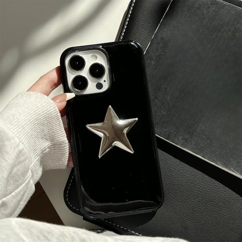 Coque iPhone 14 Pro Max étoile noire en silicone 3D pour un style urbain au quotidien