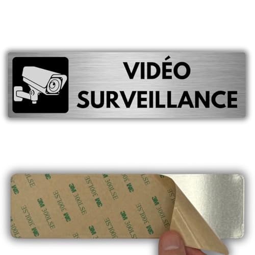 LEIASA | Panneau Adhésif Zone Sous Vidéosurveillance - 5x18 cm - Épaisseur 0,8 mm - Panneau Caméras de Sécurité - Signal Zone Surveillée - Signal Alarme...