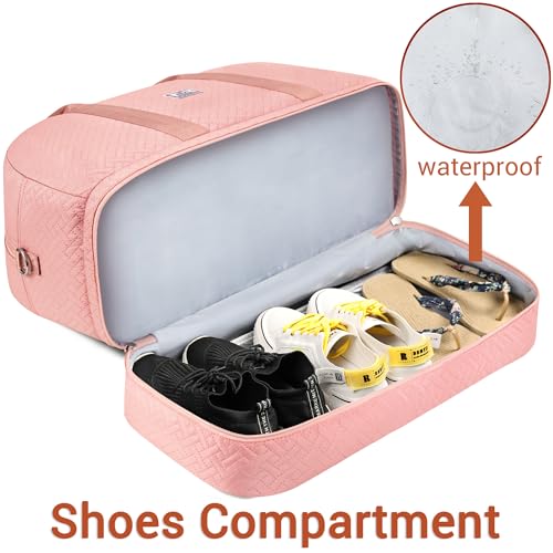 ibfun weekender bags for women large overnight bag canvas travel duffel bag carry on tote with shoe compartment 2134 3pcs set