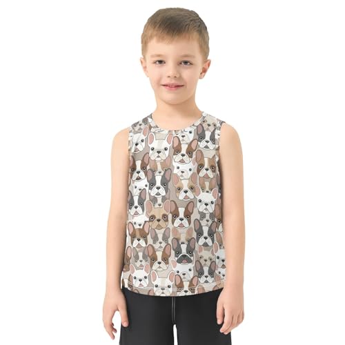 J JOYSAY Colorful Cartoon Bulldog Boys Tank Top Sleeveless Muscle Shirts Quick Dry Active Sport Workout Kids T-Shirts 3-15T2