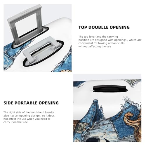 Blue Denim Ghost Witch'S Hat Pumpkin Elastic Travel Luggage Covers Dustproof Scratch-Resistant Suitcase Protector Fit 22-24 Inch3