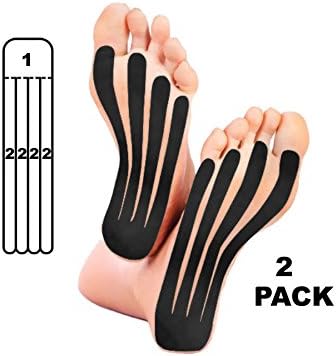 5 Pack - Kindmax Kinesiology Tape Foot Support (Black) - K Tape for Foot Pain, Plantar Fasciitis