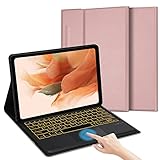 Tastatur Hülle mit Touchpad für Samsung Galaxy Tab S7 FE/ S8 Plus/S7 Plus 12,4 Zoll, Hintergrundbeleuchtung,Deutsches QWERTZ-Layout