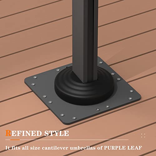Purple Leaf Cantilever Umbrella Base Outdoor Umbrella Base, Steel Plate Base, 15.75"(L) X 15.75"(W) X 0.39''(Thk) #TOP2