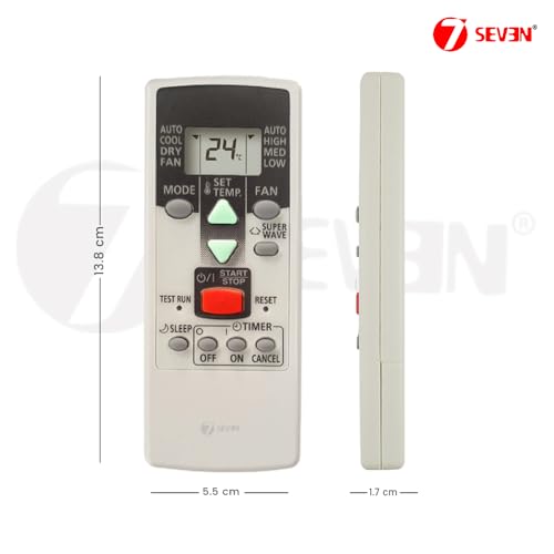 Image of 7SEVEN Compatible with O General AC Remote AR-RCD2E Model 123 Suitable for 1 1.5 2 Ton Spilt and Window Fujitsu Air Conditioner - Match Keys Exactly with Existing OGeneral AC Remote Controller