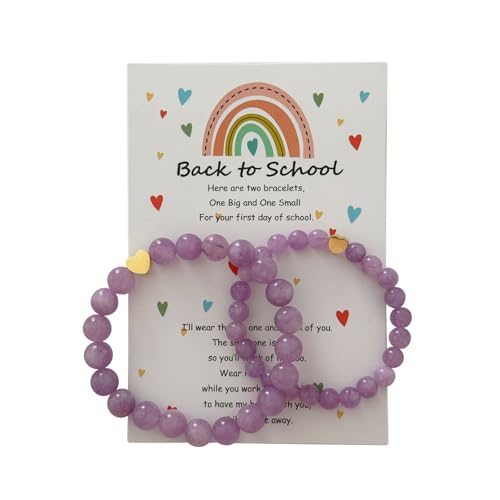 Image of HTH Back to School Bracelets Matching Heart Mommy and Me Wish Strings Bracelet Set First Day of School Gifts
