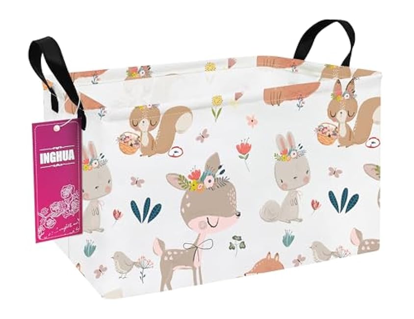 Rectangular Storage Basket Fabric Organizer Bin for Toys,Books,Clothes,Gifts,Pets-Perfect for Home,Office,Nursery,Dorm,Shelf(Rec-Pink hearts )