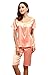 Olivery Womens Faux Silk Sleepwear, Gorgeous Floral Nightgown Bath Pajamas Set. Choose Your Favorite 2 Pcs Top & Crop Pants, Robe & Lingerie or 1 Piece Slip Style