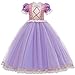 Disfraz de Princesa Rapunzel Deluxe para Niñas Sofia Halloween Costume Carnaval Cosplay Navidad Fiesta de Cumpleaños Maxi Tul Vestido Fiesta Traje Fancy Dress Infantil Chicas Púrpura 12-13 Años