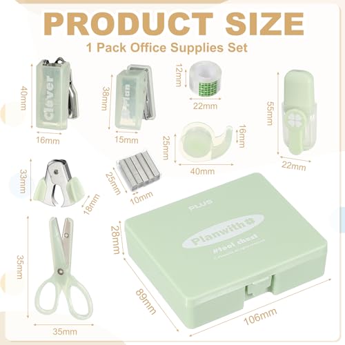 Kit accessoires bureau 8pcs PATIKIL avec agrafeuse jaune vert