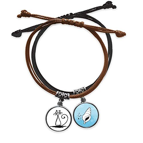 Pulsera de cuero DIYthinker con grabado de gato lineal