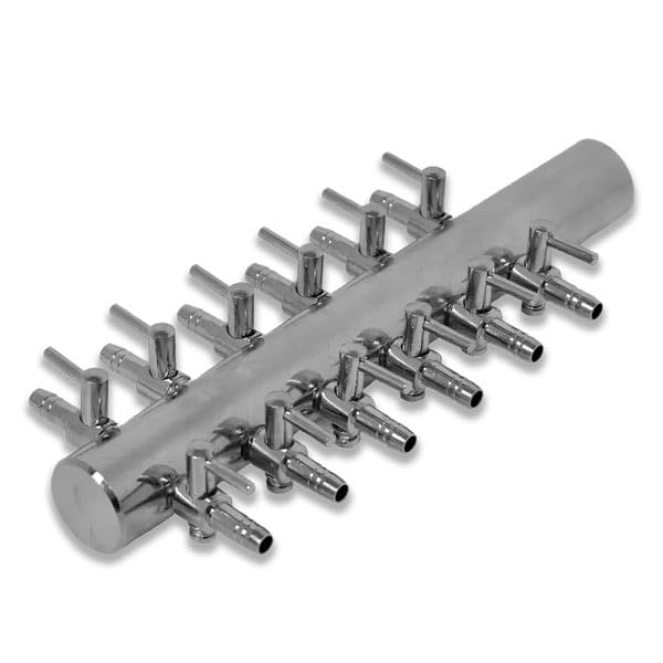 eco-filtration Stainless Steel Multi-Way Air Manifold 10 Outputs for Aquarium Air Pump | 10mm Airline Fit, Corrosion-Resistant Connector for Aquariums, Pond Air Pumps & Hydroponic | Barbed Fitting