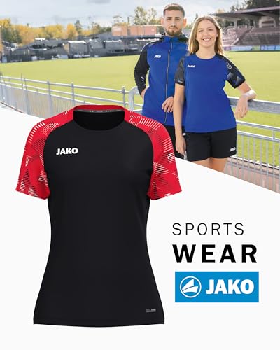 JAKO Damen T-Shirt Sonic, schwarz/rot, 34/36 – Ansicht 3