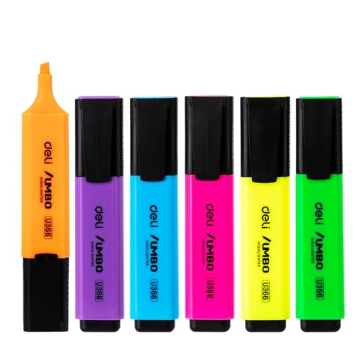 Deli Jumbo Highlighter Set Chisel tip: 1~5mm Assorted 6 pcs