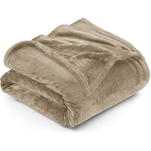 Utopia Bedding Flannel Fleece Blanket Queen Size Camel Cover