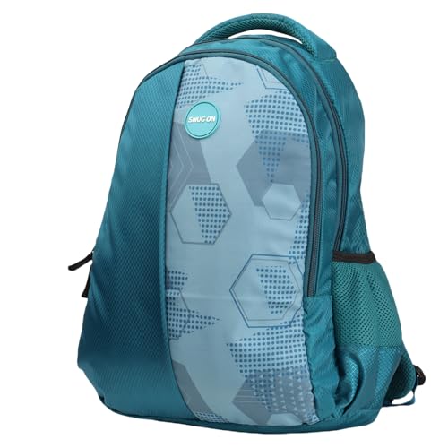 Image of Printed Backpack for School, Office & College | Polyester Turquoise Tuition Case for Adults| Comfortable Bags for Girls & Boys | Carry-On with Bottle Holder Pocket - 2 Main Compartments