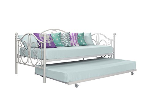 Dhp Bombay Metal Twin Size Daybed Frame With Included Twin Size Trundle - White #TOP1