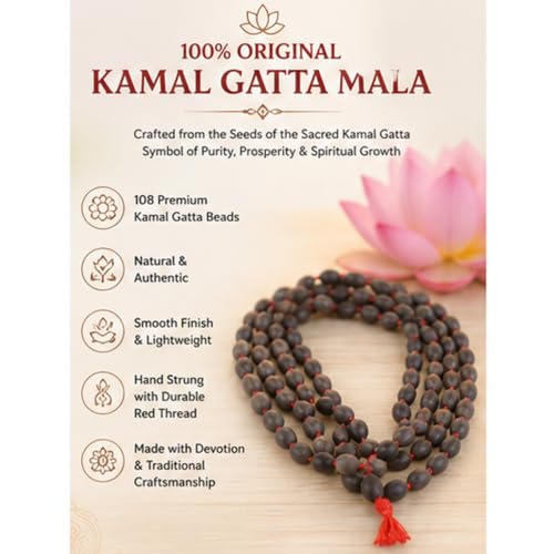Image of Kamal Gatta Mala 108 Beads Original Certified | Kamalgatta Mala 108 Beads Original | Thamarai Mani Malai Original | Kamal Gatte ki Mala | Lotus Seeds mala