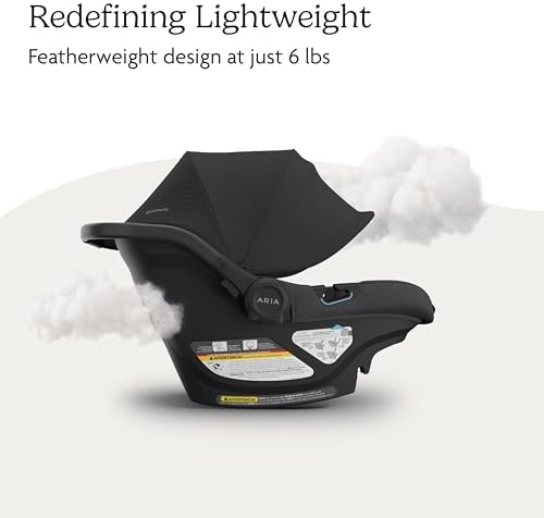 UPPAbaby Aria V2 Lightweight Infant Car Seat - Just Under 6 lbs - Base with Load Leg + Infant Insert + All-Weather FootCover Included - Direct Stroller Attachment - Jake (Charcoal/Black Leather) - 3