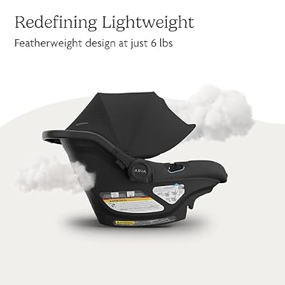UPPAbaby Aria Lightweight Infant Car Seat - Load Leg + Anti-Rebound Panel - Infant Insert + All-Weather FootCover Included - Direct Stroller Attachment - Jake (Charcoal/Black Leather)