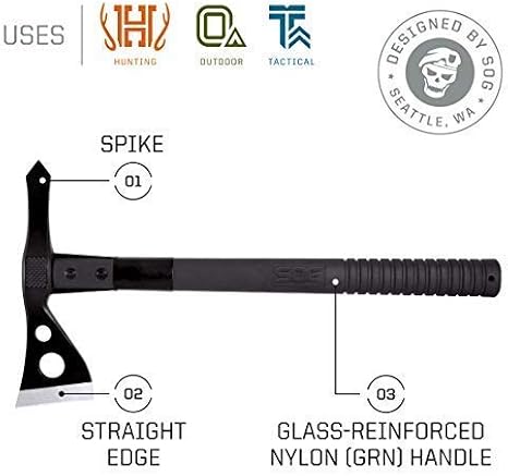 SOG Tactical Tomahawk- Throwing Hatchet, Versatile Survival Tactical Axe & Tomahawk Tactical Hatchet - Voodoo Hawk Mini Tactical Axe, Throwing Hatchet w/ 2.75 Inch Blade for Survival Sports