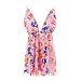 Women's Sequin Dress Sexy Sparkly Floral Summer Backless Deep V Low-Cut Shiny Strap Mini Dress for Party Cocktail Clubwear (01-Pink, S)