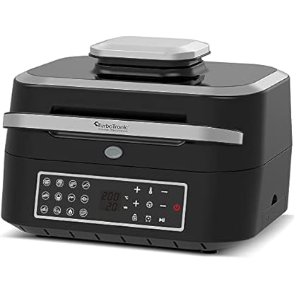 Grill und Heißluftfritteuse TurboAir 1800W, bis zu 6,5 L Volumen mit digitalem Temperaturfühler & Knusperplatte Fleischthermometer Elektrogrill Tischgrill Air Fryer heißluft fritteuse – Bild 4