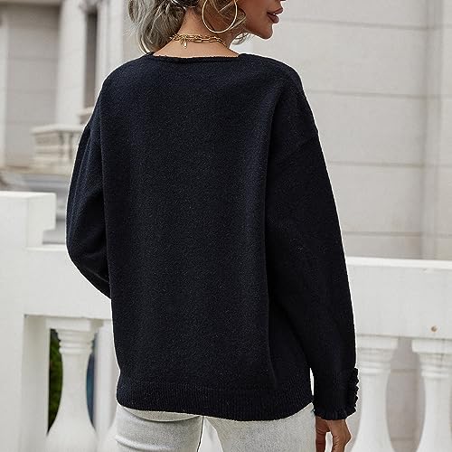 Pull ample bouton de manchette pour un look chaud et élégant - 2