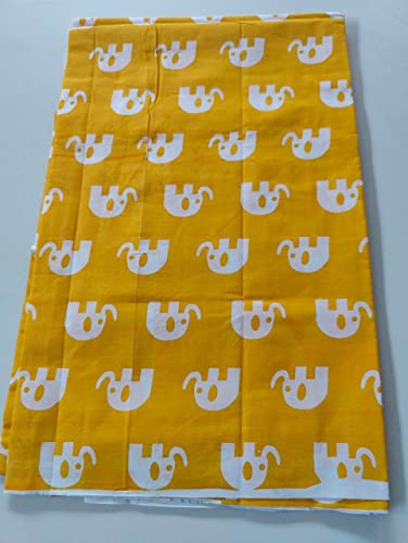Image of Floral Printed Cotton Fabric Cloth Hand Block Print Fabric Women Material Running Jaipuri Hand Block Printed Women Dress Material Kurtis Natural 44 inch Inches Width 2.5 Meter (Pattern 19)