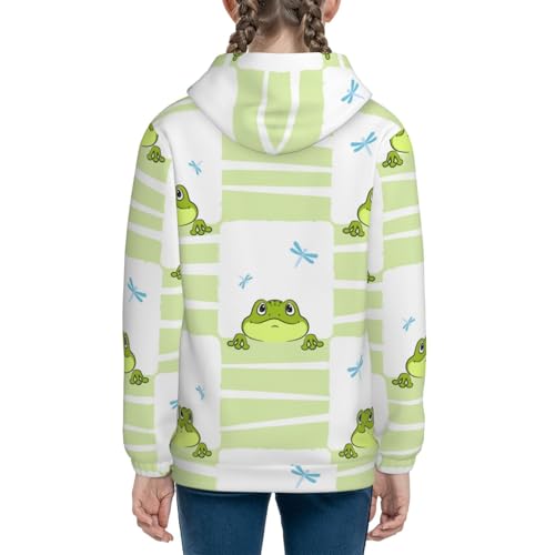 Frogs and Dragonflies Kids Pullover Hoodies Boys Sweatshirts Girls Athletic Clothes with Pocket4