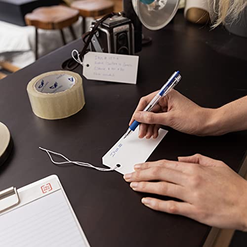 White Shipping Tags With String - 4 3/4" X 2 3/8" - Box Of 100 Hang Tags With String Attached And Reinforced Hole, Paper Blank Tags, Large Tags With String For Any Occasion #TOP4
