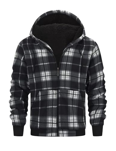 Veste zippée en peluche homme contre le froid doublée capuche