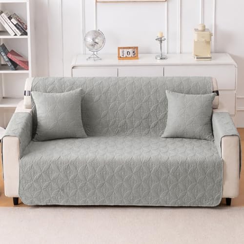 Image of HOKIPO 100% Leakproof Quilted Cushion Cover for Sofa 16x16 Inches, Set of 2, Serene Grey (AR-6280-LGRY*2)