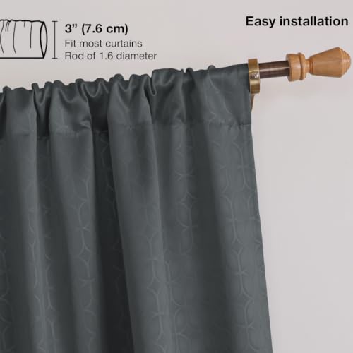 Image of HOMEMONDE 100% True Blackout Curtains 6 Feet Window - Set of 2 Curtains| Embossed Design | Light Block Thermal Insulated & Noise Reducing Top Style Rod Pocket Curtains (Grey, 72Inch)