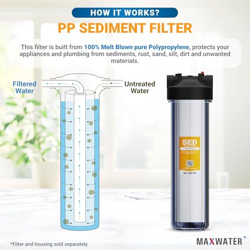 Max Water 1 Micron 20 x 4.5 Sediment Filter 20 inch Whole House BB Water Filteration System Replacement Compatible Cartridge DGD-5005-20, FP25B, AP810-6, FPMB5-20, P5-20, 155358-43, SDC-45-2005 by Max Water - Used condition - Image 4
