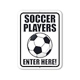 Honey Dew ギフト サッカー選手 Enter Here 9インチ x 12インチ 米国製 メタルサインポスト 壁掛けサイン サッカー装飾 ドアサイン 自宅用 サッカーギフト スポーツルーム装飾 男の子向け