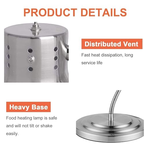 Lampada scaldavivande Commerciale, Lampada riscaldante Portatile con Tubo Flessibile Regolabile, per Cucina, Ristorante, Barbecue, Buffet, Hotel (B DoubleHead)