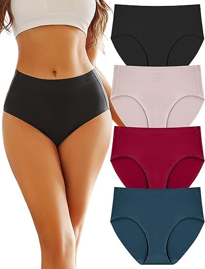 louryn koulyn Women's High Waisted Seamless Underwear Full Coverage Brief Ladies No Show Panties-picture-38