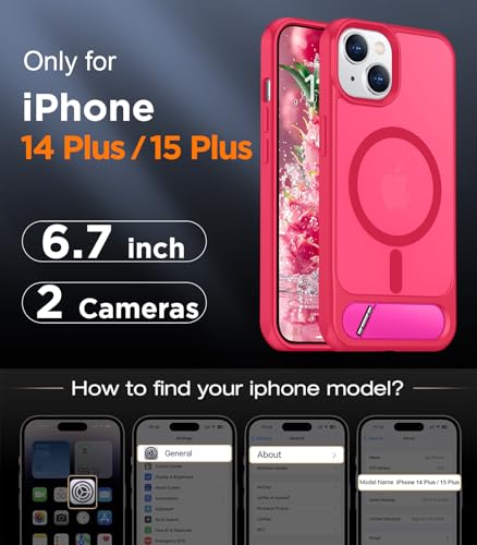 Image of Magnetic Compatible with iPhone 15 Plus Case & iPhone 14 Plus Case, [Built-in Invisible Kickstand][Compatible with MagSafe][Military Grade Shockproof] Slim Translucent Matte Phone Case 6.7 inch