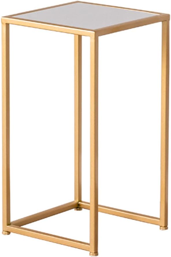 Renovation House Gorgeous Marble Side Table Display Stand Metal Flower Stand For Balcony Display Stand Nesting End Tables Tall Table For Corner Living Room Decor(Size:30 * 30 * 55CM Color:White+Gold)