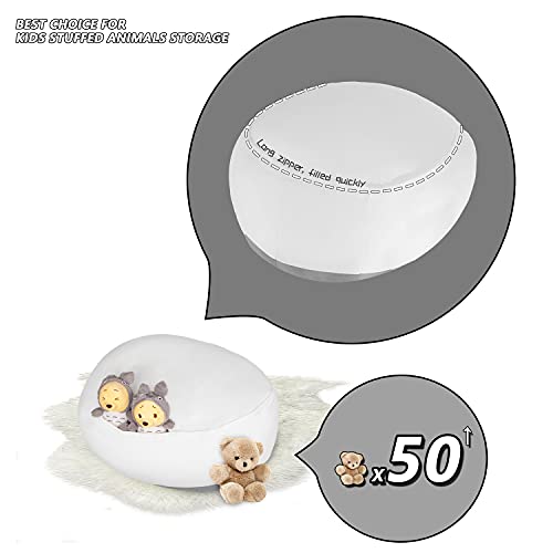 Cuebear Stuffed Animal Storage Bean Bag Chair Cover For Kids Grey Shiba Inu Dog Bean Bag Chair For Girls X-Large Size Toy Organizer Cover Only Without Filling #TOP5