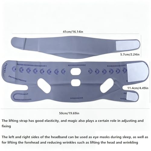 EKIND Reusable Chin Strap with Headband, for Women Double Chin Reducer Face Lifting Mask Breathable Sleep Belt Elastic Tightening Facial Slimming Wrap Reduce Forehead Wrinkles (Grey) image 5