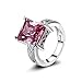 ZouGAOYuAn Anelli da Uomo e da Donna Gioielli a Colori Argento Zirconia cubica rettangolo Rosa Cuscino Rosa Anelli Geometrici for Donne Regalo for la Festa della Damigella d'Onore
