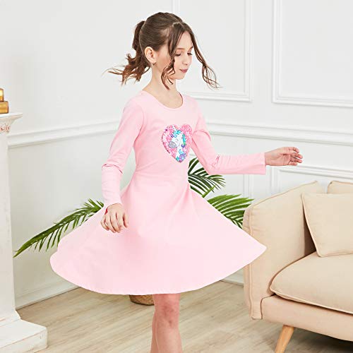 Sunny Fashion Girls Dress Butterfly Long Sleeve Casual Knit Cotton Dress3