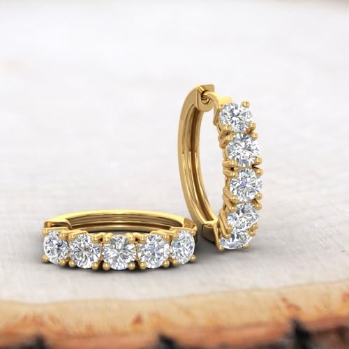 2 to 3 1/10 Carat Diamond Hoop Earrings in 14K Gold - IGI Certified4