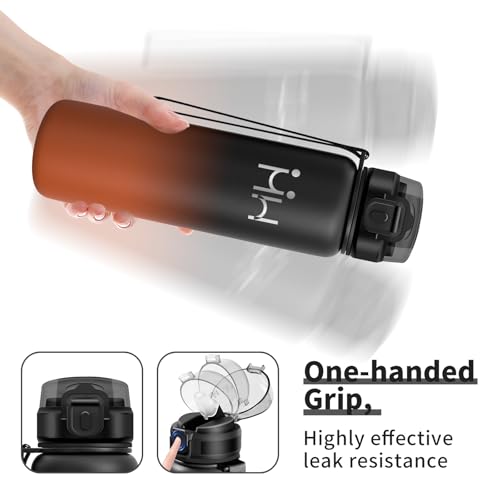 Japoria Borraccia Termica 1 Litro Con Cannuccia, Borraccia Acciaio Inox, Senza Bpa, Capienza Grande, Thermos Per Giornate Intere, Campeggio E Palestra, Scuola, Gimnasio - 5